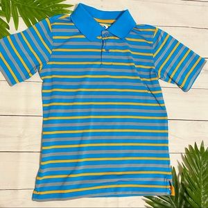 MTA Sport Blue and Orange Striped Polo Shirt